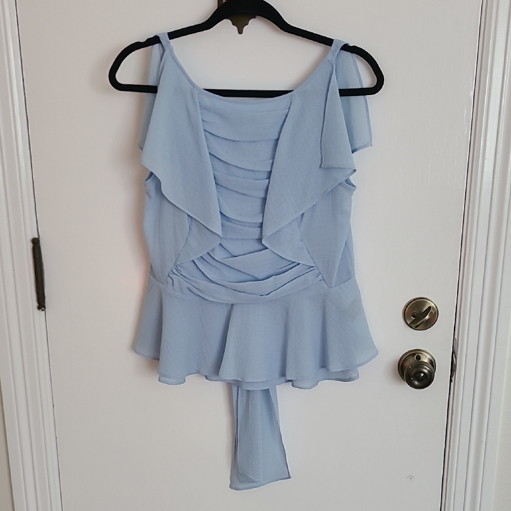 Max Studio Light Blue Layered Blouse